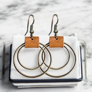 Bohemian Faux Leather Circle Hoops Dangle Earrings